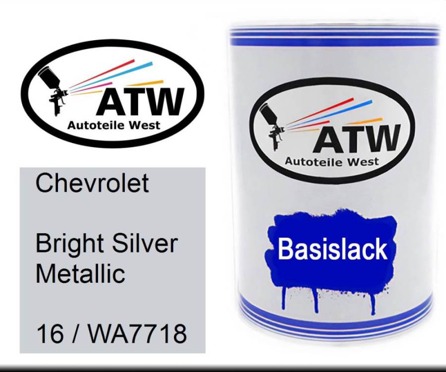 Chevrolet, Bright Silver Metallic, 16 / WA7718: 500ml Lackdose, von ATW Autoteile West.